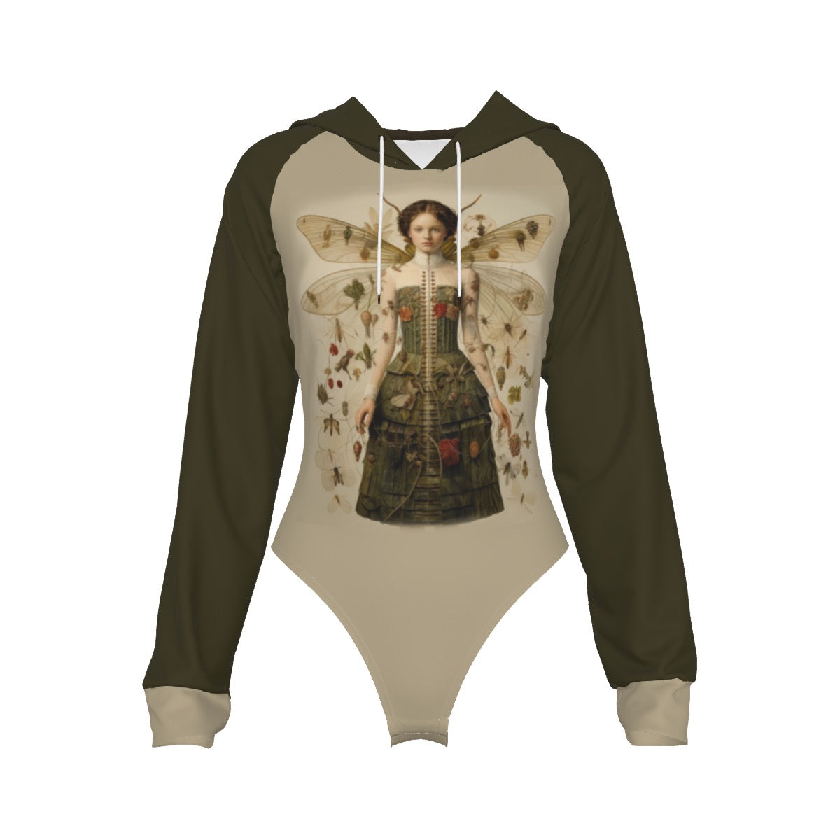 Fall Fairy Women's Raglan Sleeve Hooded Bodysuit