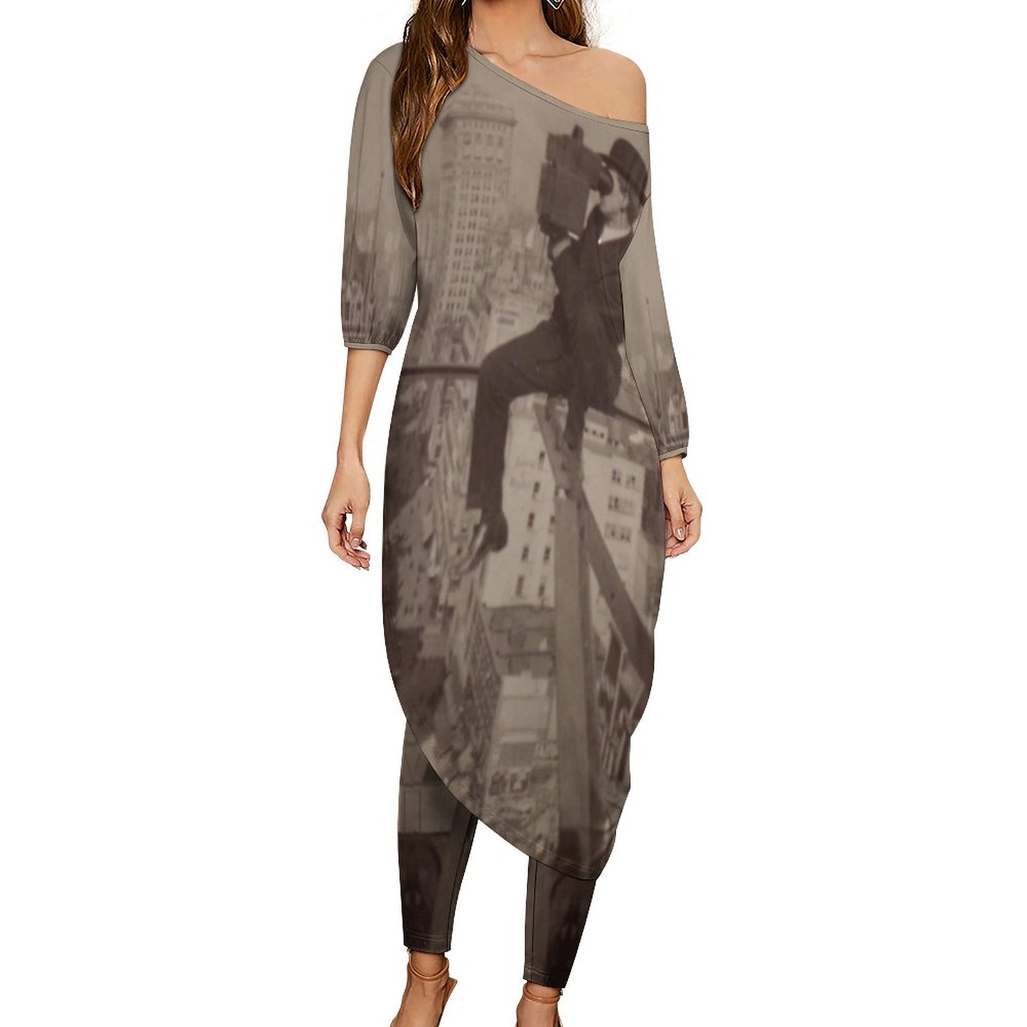 Brooklyn Bridge, 18 Stories Above Fifth Avenue (1906) Diagonal Shoulder Two Piece Set
