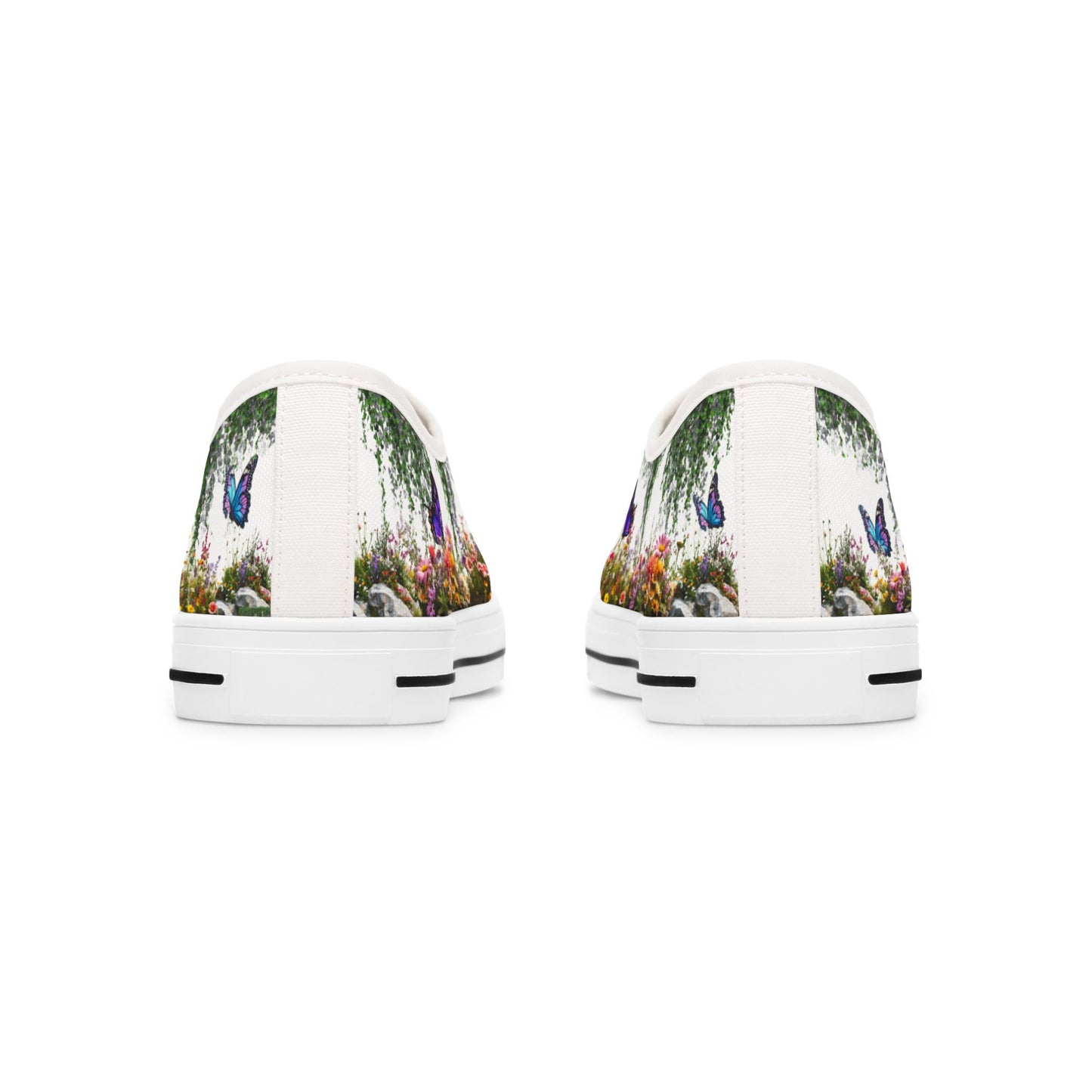 Butterfly Garden on Women's Low Top Sneakers - Spring Chic Casual Shoes
