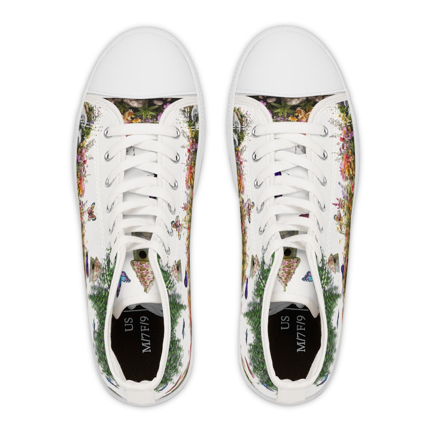 Butterfly Garden on High Top Sneakers for Women - Vibrant Garden Design