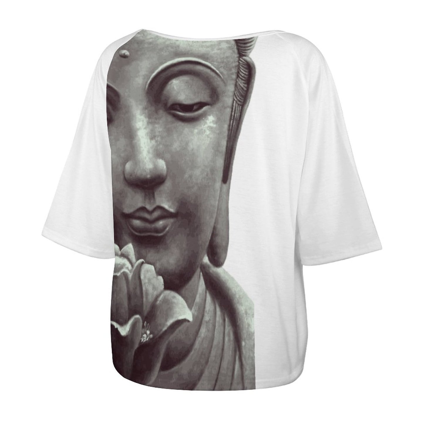 Buddha Flower Bliss Women’s Off the Shoulder Half-Sleeve T-shirt