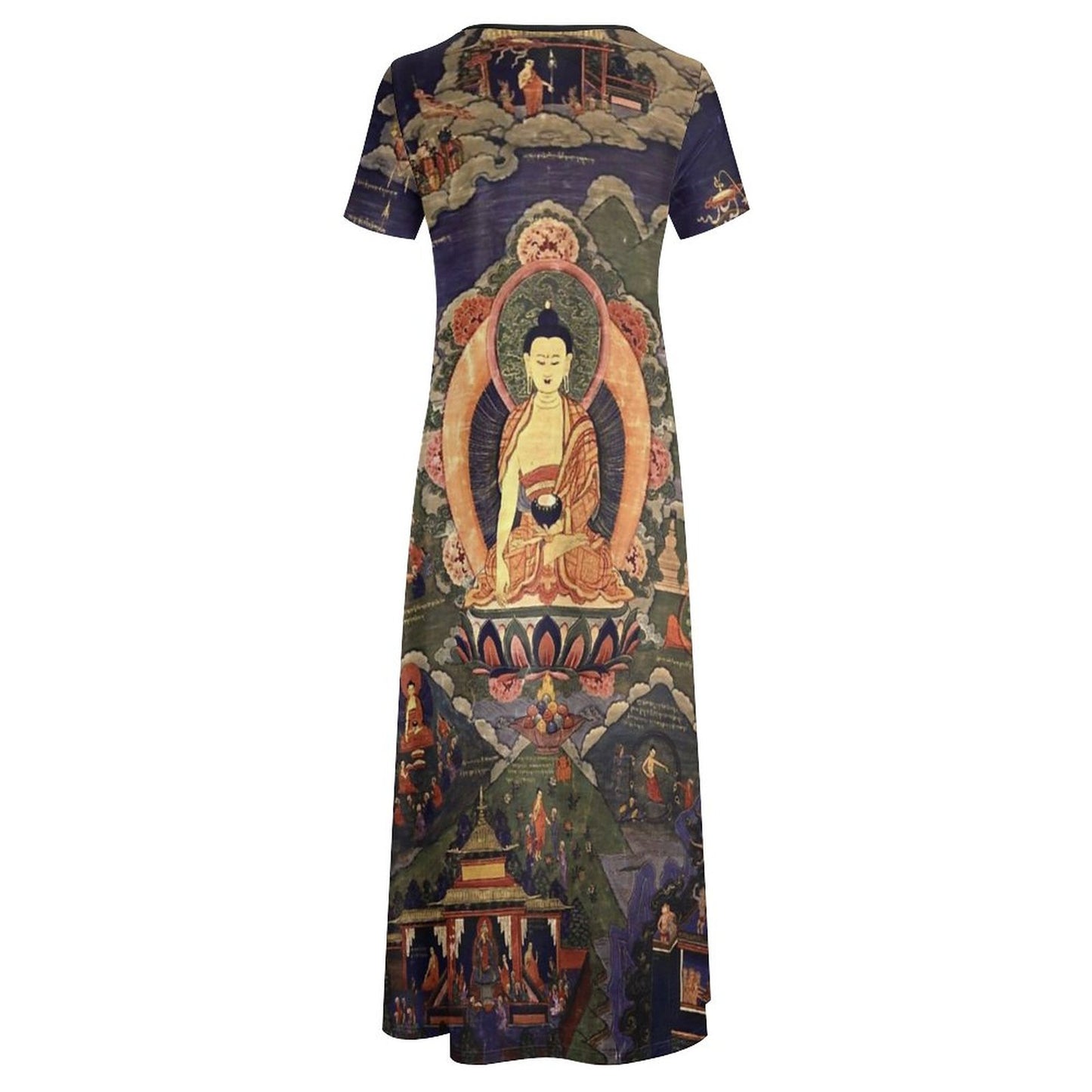 Round Neck Short Sleeve Dress B523 (All-Over Printing)