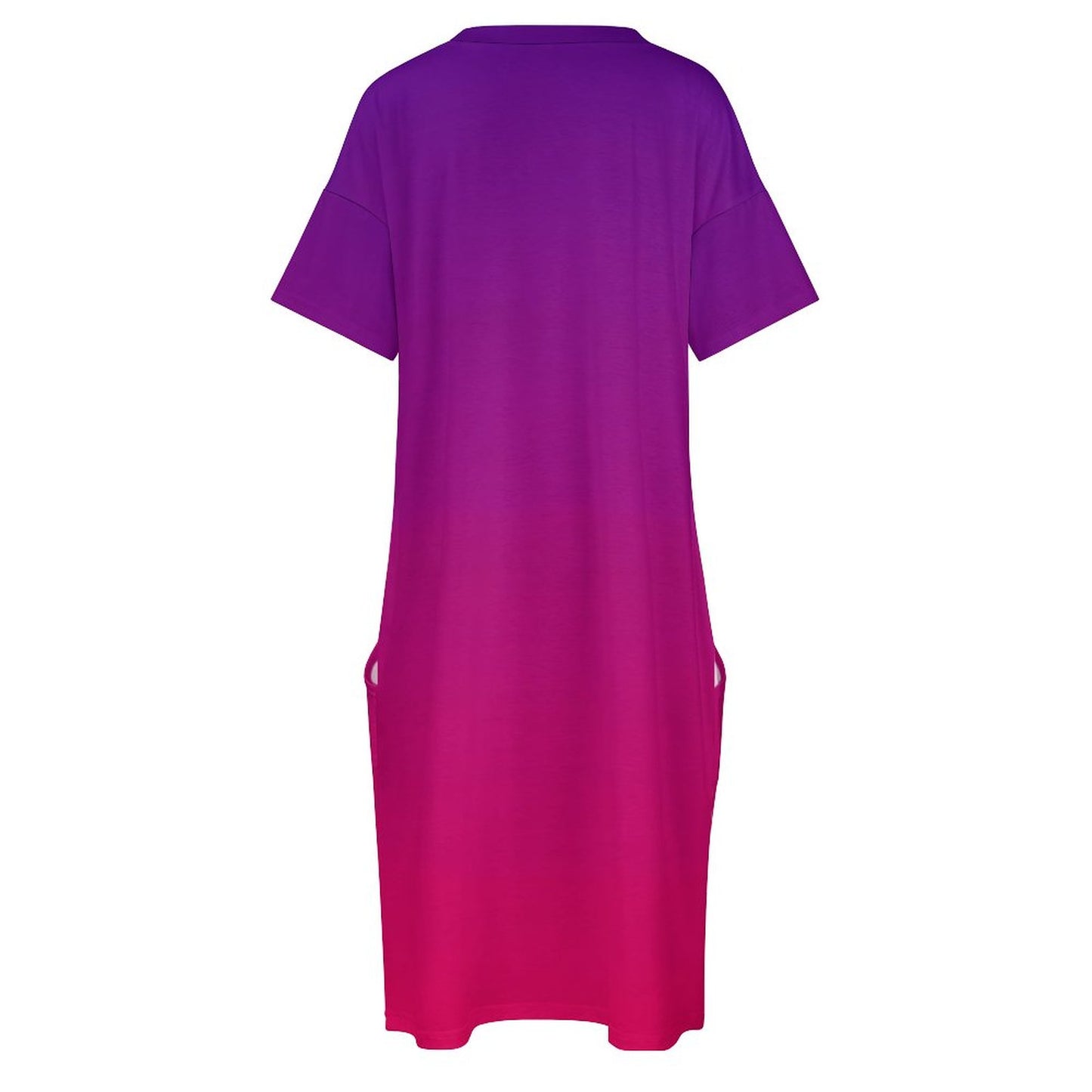 VIOLET OMBRÉ V-Neck Baggy Dress with Pocket