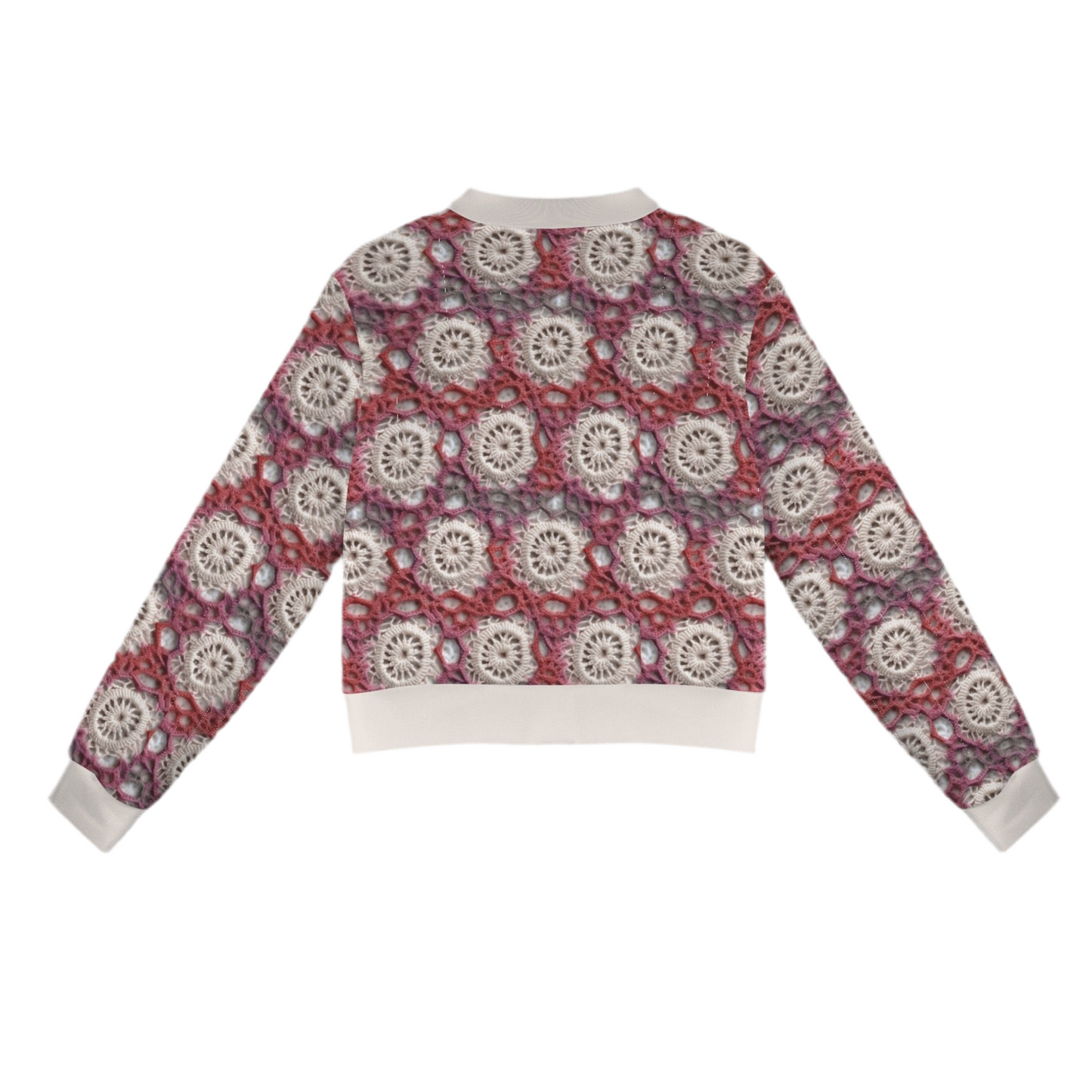 Cranberry Crochet (short waist) Casual Long Sleeve Zip-Up Bomber Jacket