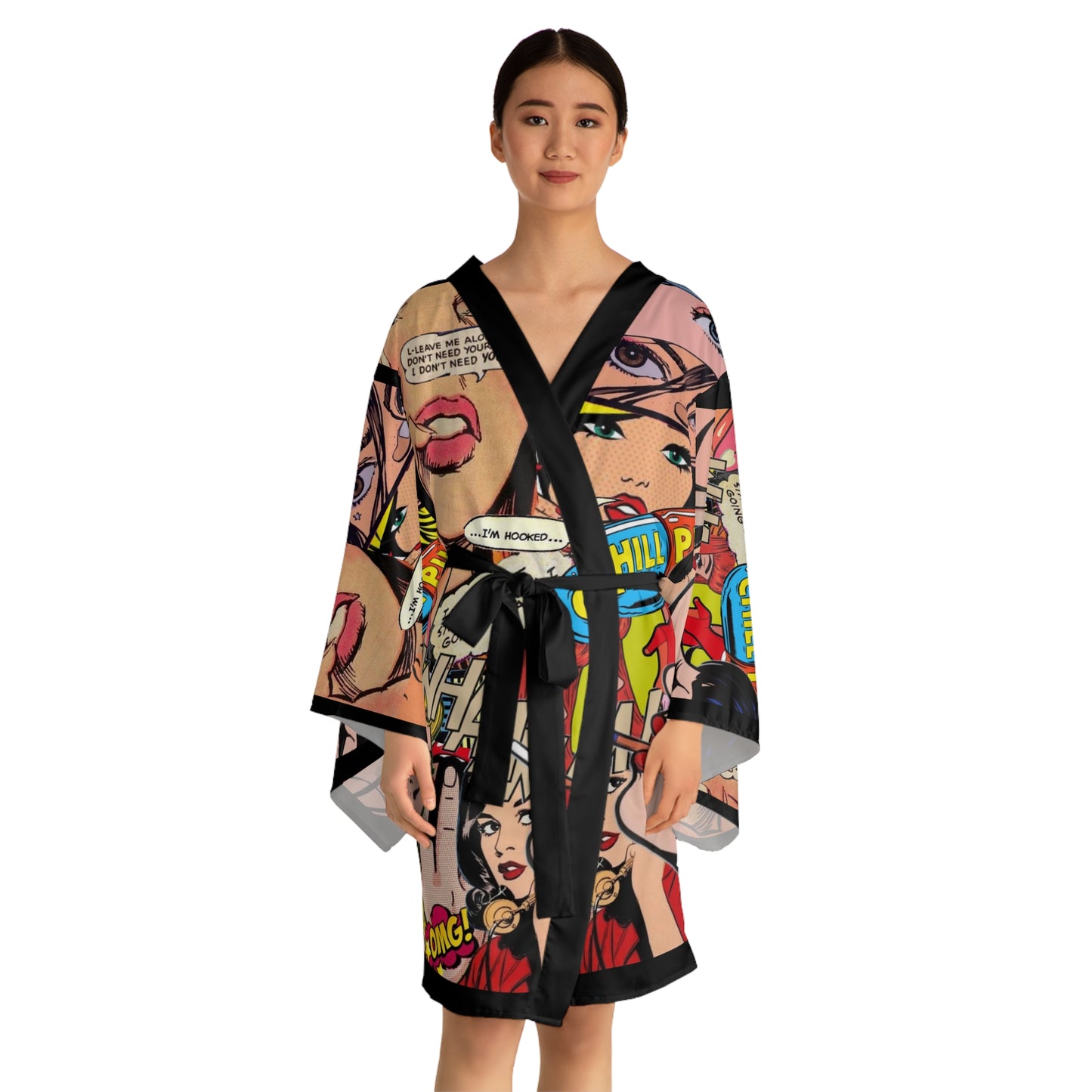 Comically Chill Long Sleeve Kimono Robe