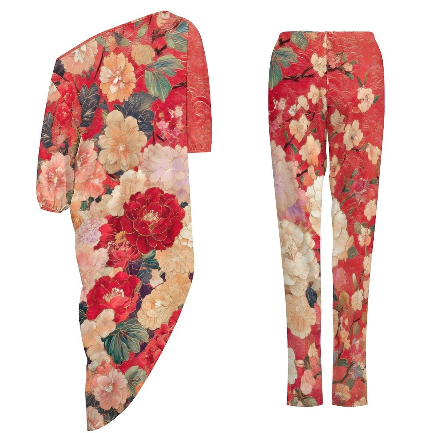 East In Bloom Diagonal Shoulder Two Piece Set