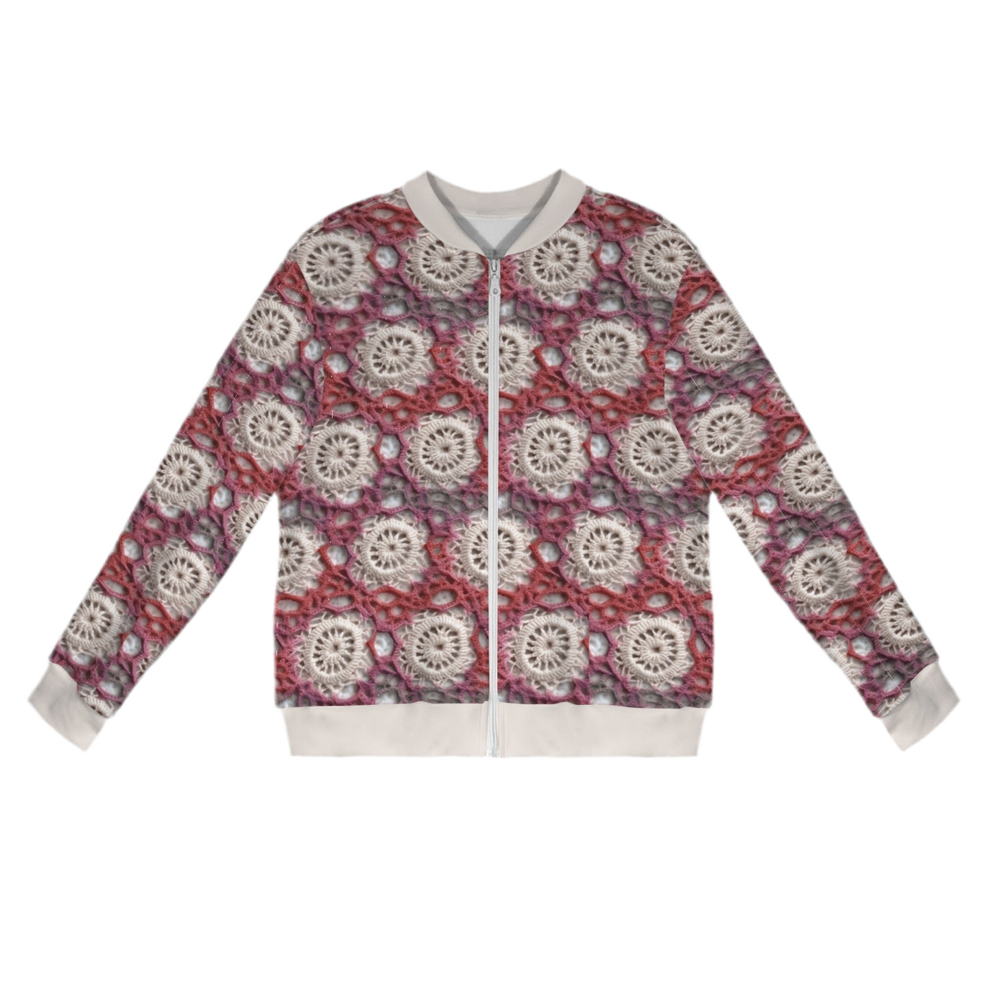 Cranberry Crochet Casual Long Sleeve Zip-Up Bomber Jacket