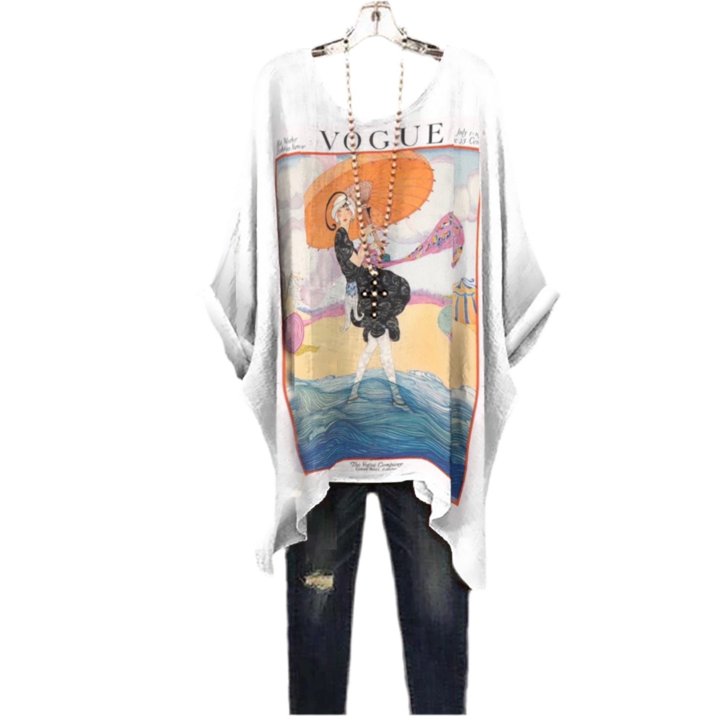 Vintage VOGUE Magazine Cover July 1st, 1919 Women's Bat Sleeve Shirt