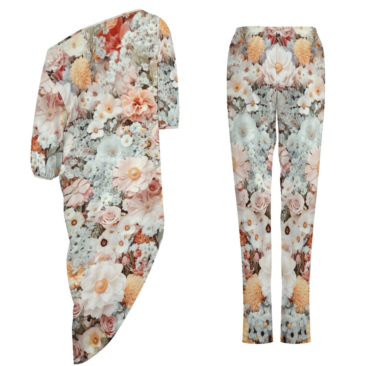 Upsy Daisy Diagonal Shoulder Two Piece Set