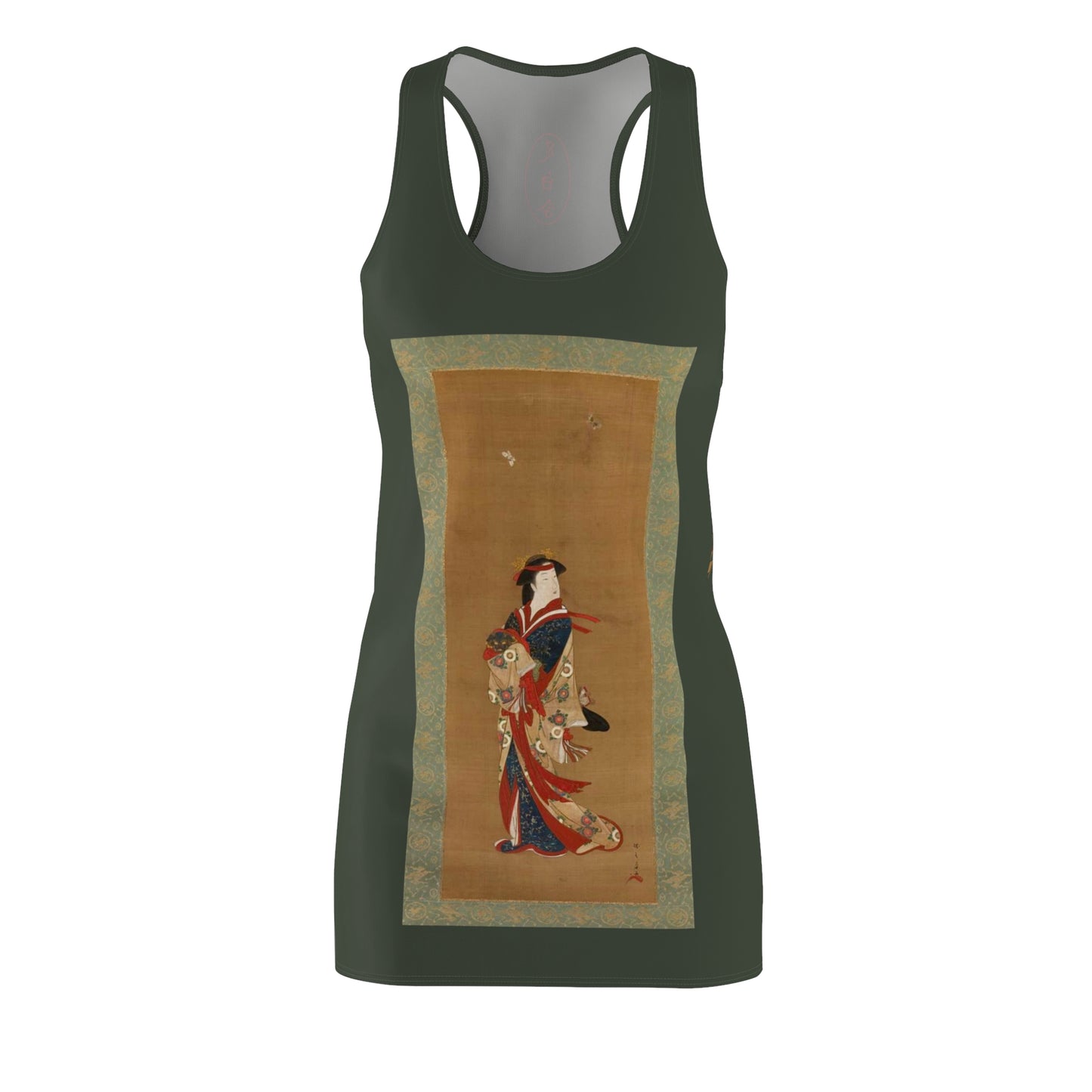 Shunsho Katsukawa, Beauty with Butterflies, hanging scroll, 18th century Japanese art, Women's Cut & Sew Racerback Dress