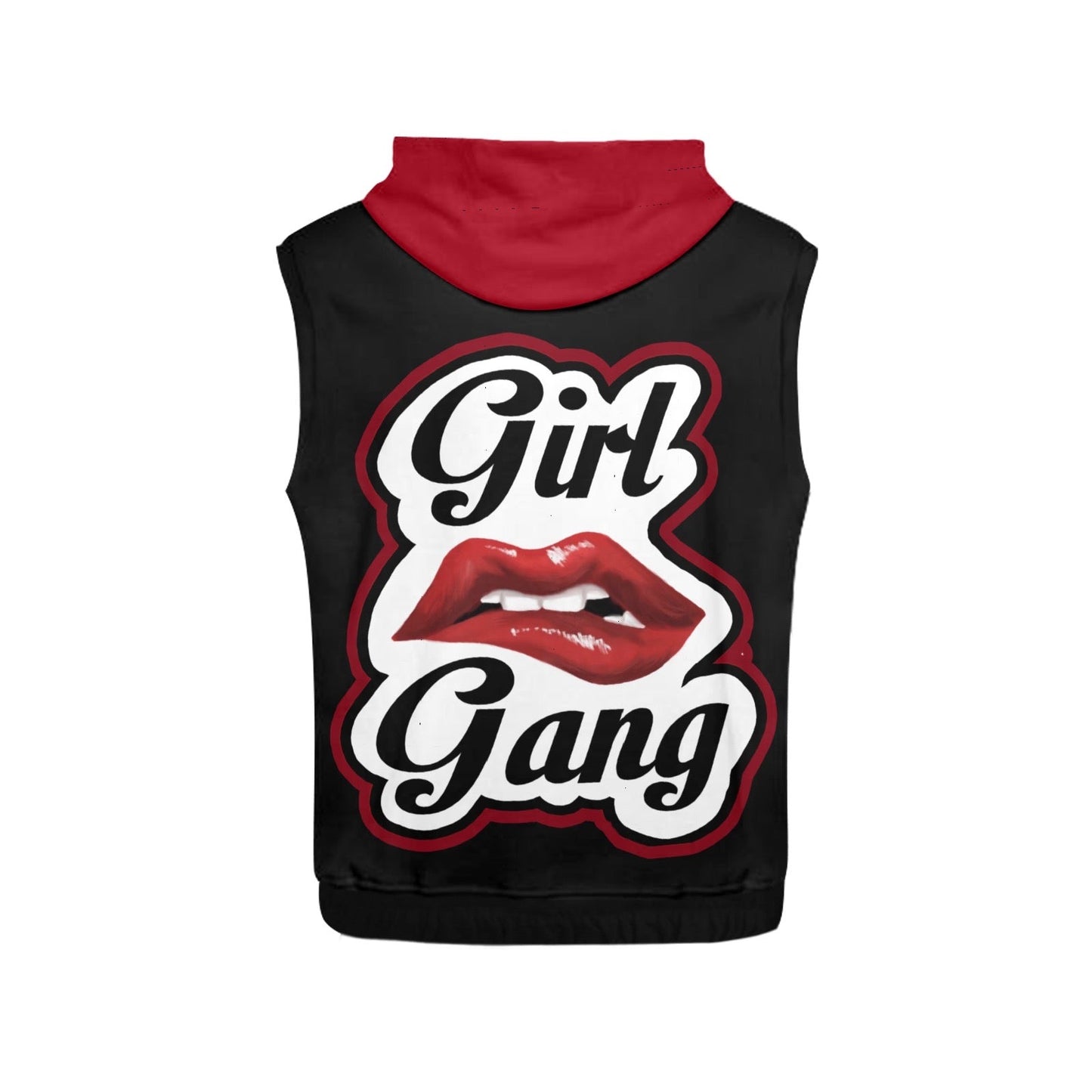 “Girl Gang” (black) Women's All Over Print Sleeveless Hoodie