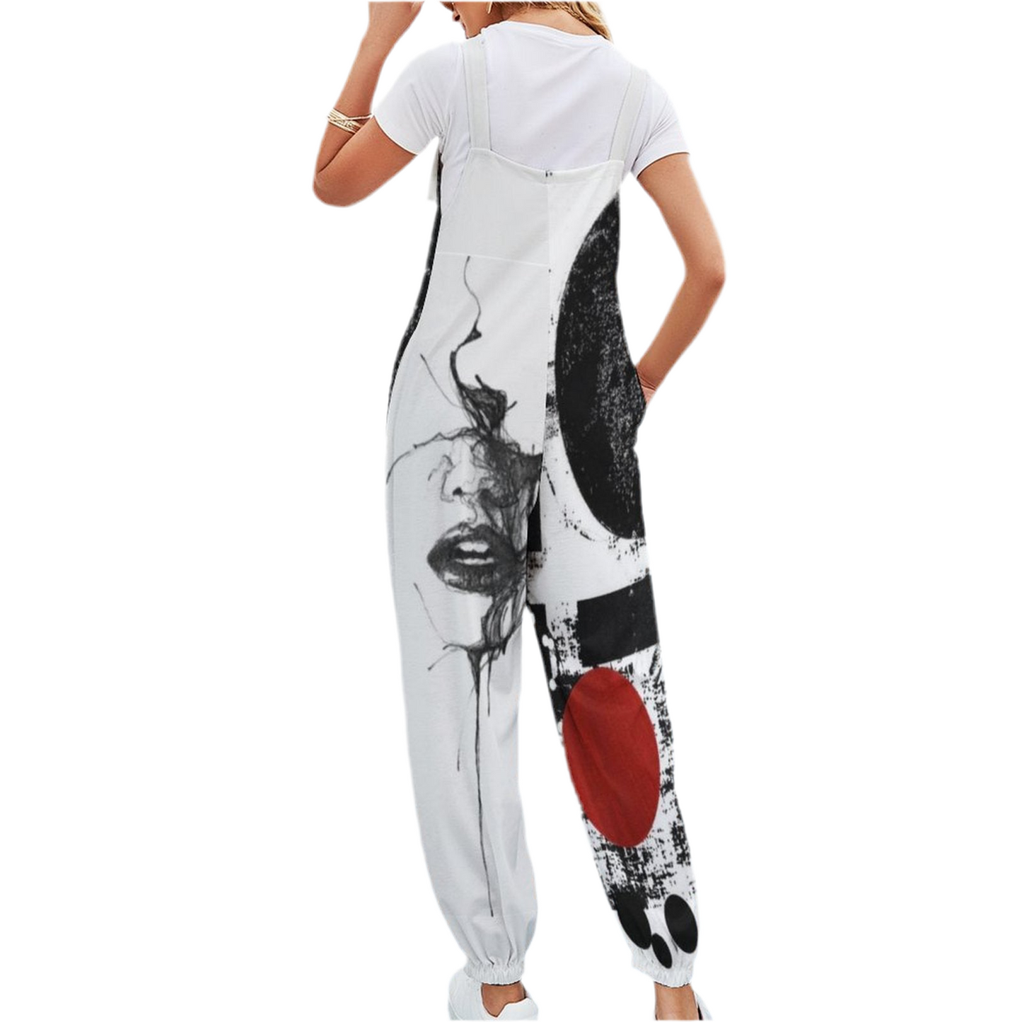 Tragic Abstract Spaghetti Strap Jumpsuit