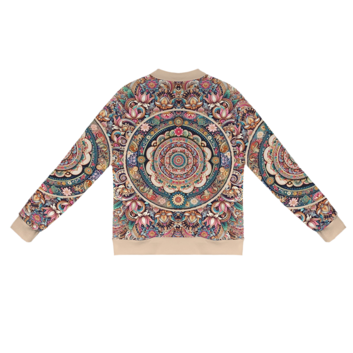 Mandala Casual Long Sleeve Zip-Up Bomber Jacket