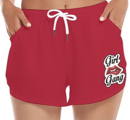 “Girl Gang” (red) Women's Beach Shorts