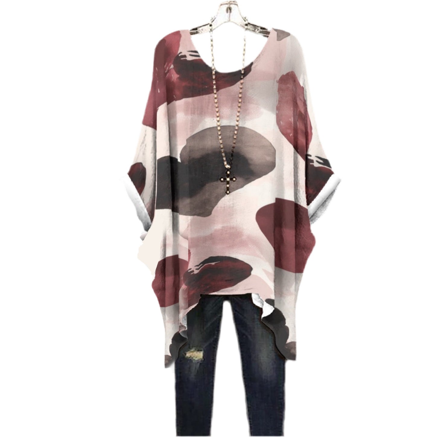 Watercolor Hearts Women's Bat Sleeve Shirt