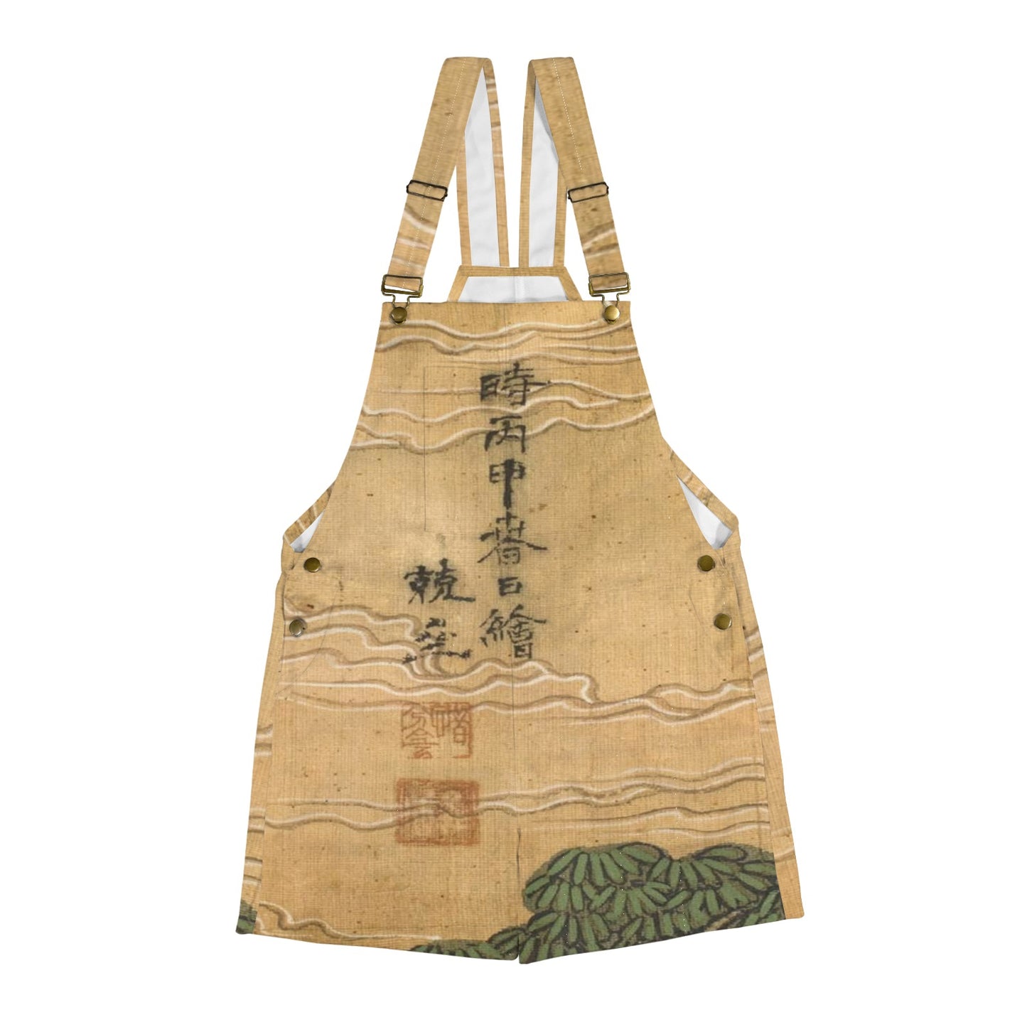 The Banquet of Seowangmo (Xiwangmu), Queen Mother of the West, (one of the most ancient and powerful goddesses in the Chinese pantheon.), on Unisex Suspender Jumpsuit