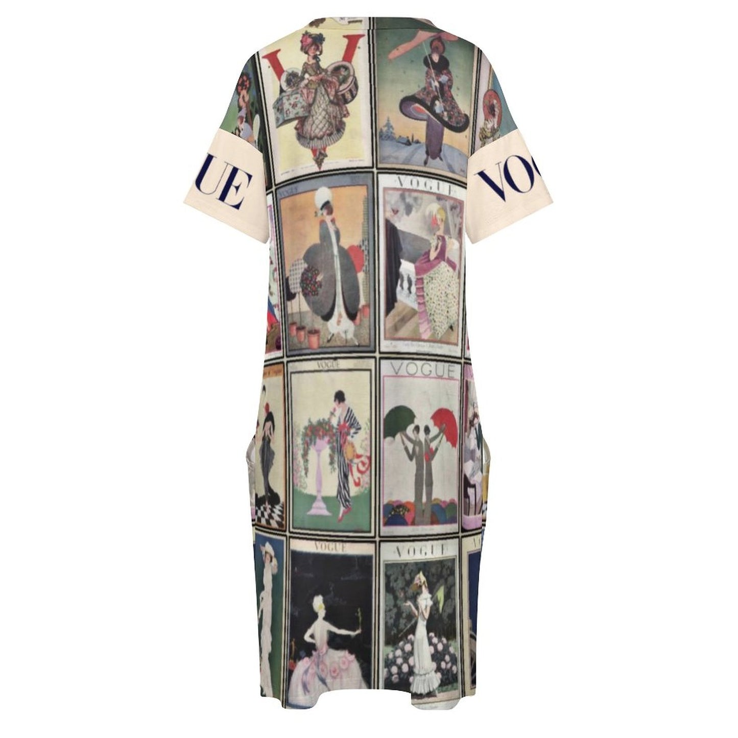 Vintage VOGUE Magazine (1913-1924) Covers V-Neck Baggy Dress with Pockets