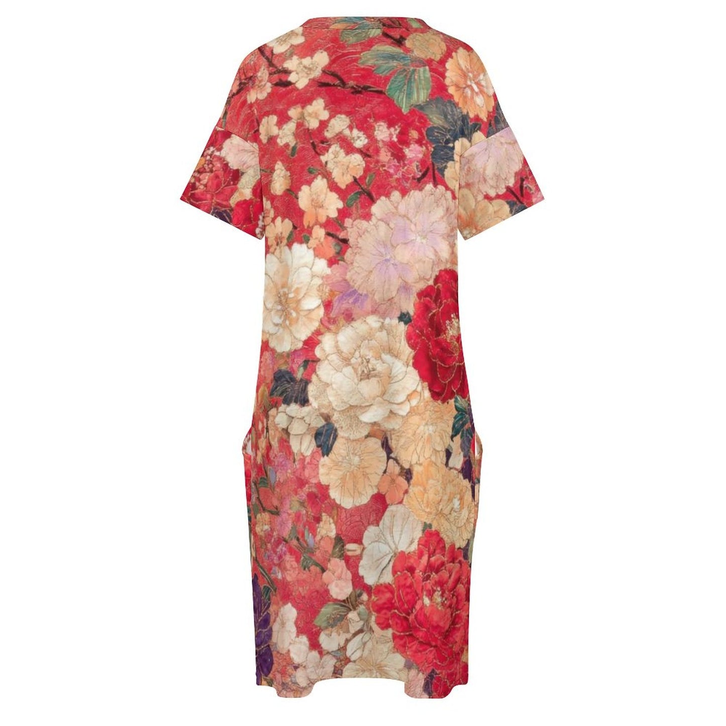 East In Bloom V-Neck Baggy Dress with Pockets
