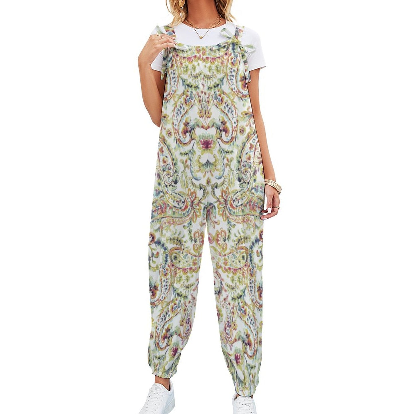 Watercolor Paisley Spaghetti Strap Jumpsuit