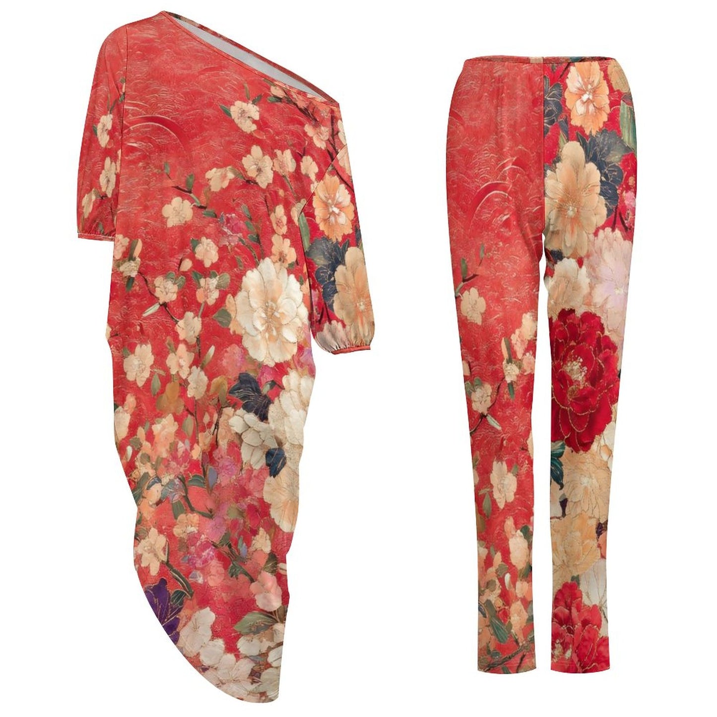 East In Bloom Diagonal Shoulder Two Piece Set