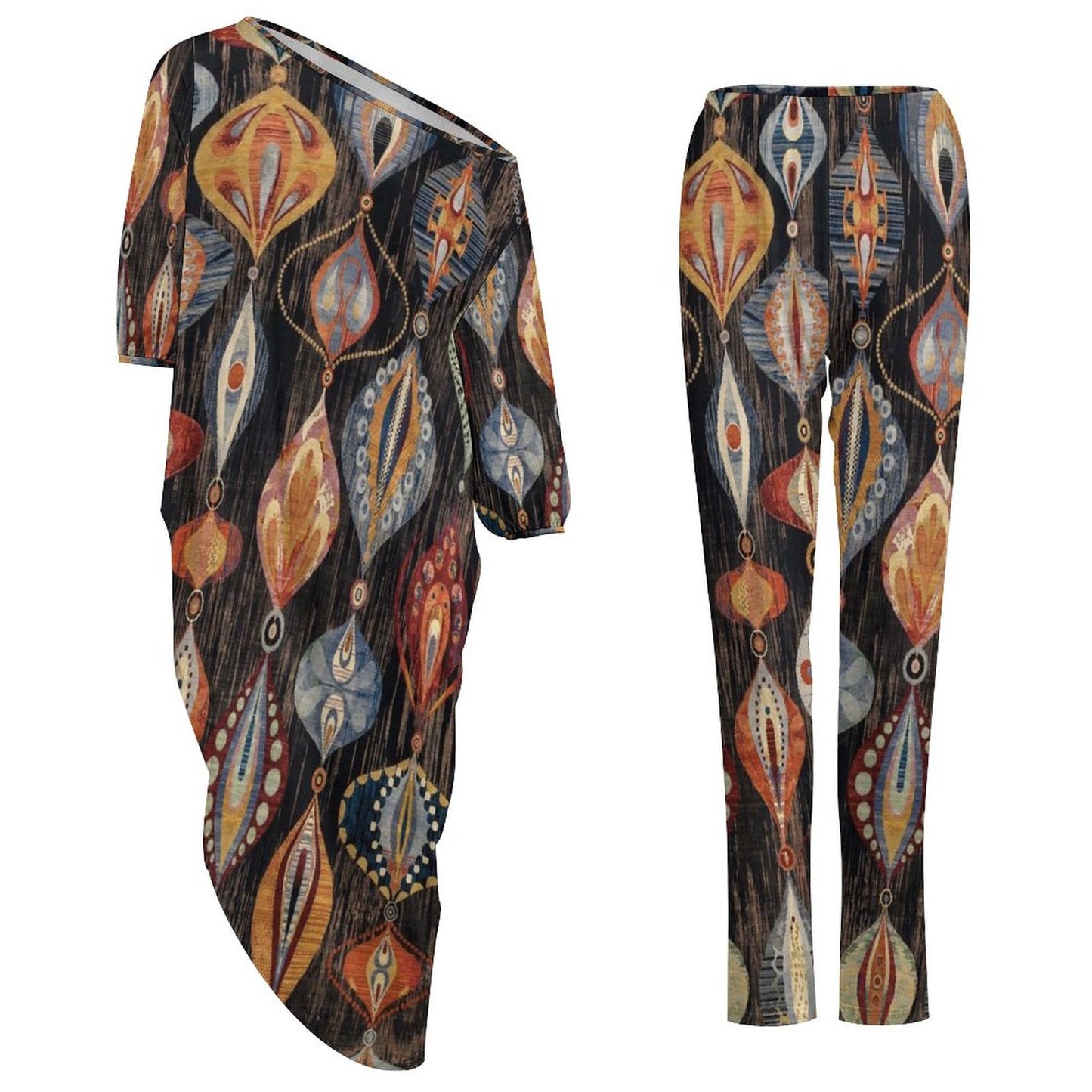Bead Chic Diagonal Shoulder Two Piece Set