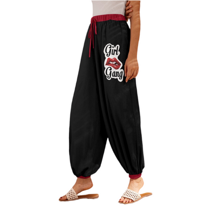 Girl Gang (Black w red trim) Women's Carrot Pants