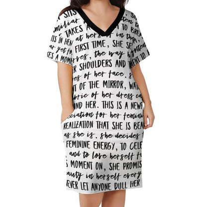 Never Dull Your Sparkle V-Neck Baggy Dress with Pockets