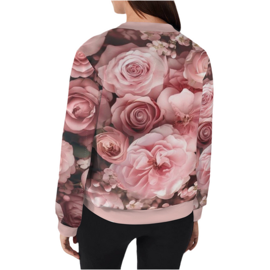 Just Plum Rosy Casual Long Sleeve Zip-Up Bomber Jacket