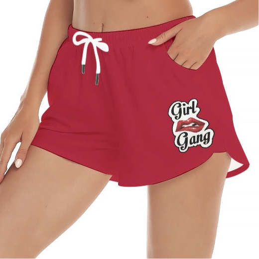 “Girl Gang” (red) Women's Beach Shorts