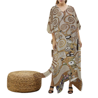 Gusta Klint’s, Tree of Life (1909) on Imitation Silk Kaftan