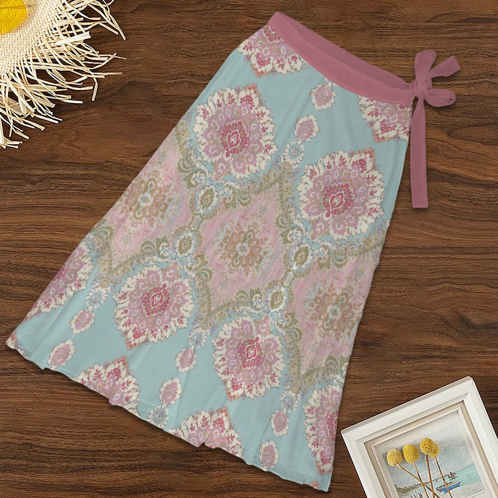 Ornate Beach Date Women's Long Knot Side Cover Up