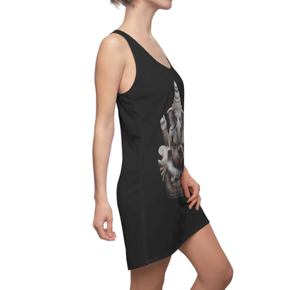 Great Ganesh Stone Statue Women's Cut & Sew Racerback Dress with creators Kangi signature