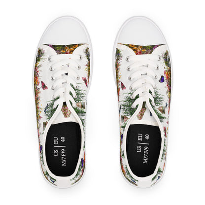 Butterfly Garden on Women's Low Top Sneakers - Spring Chic Casual Shoes