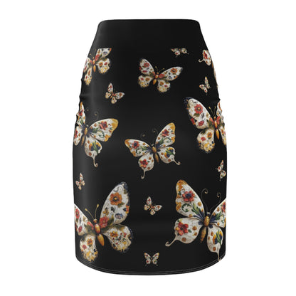 Butterfly Beautiful Black Women's Pencil Skirt