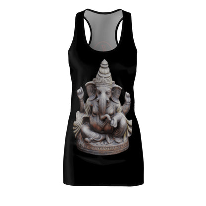 Great Ganesh Stone Statue Women's Cut & Sew Racerback Dress with creators Kangi signature