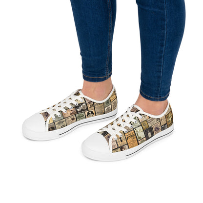 Old Time Remedies Vintage-Inspired Women's Low Top Sneakers with Artistic Print