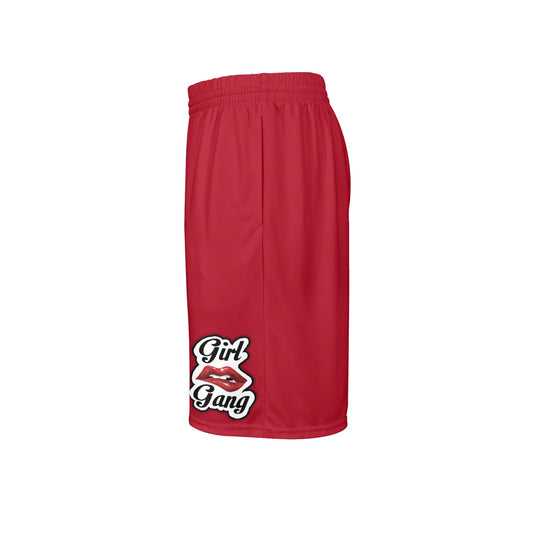 “Girl Gang” (red) Basketball Shorts With Pockets