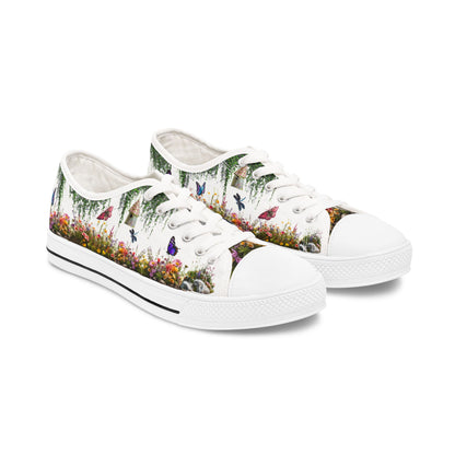 Butterfly Garden on Women's Low Top Sneakers - Spring Chic Casual Shoes