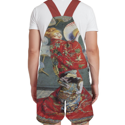 Monet’s La Japonaise, Madame Monet En Costume Japonais Wearing A Kimono (1876) on Unisex Suspender Jumpsuit
