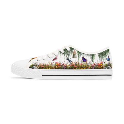 Butterfly Garden on Women's Low Top Sneakers - Spring Chic Casual Shoes