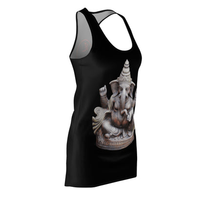 Great Ganesh Stone Statue Women's Cut & Sew Racerback Dress with creators Kangi signature