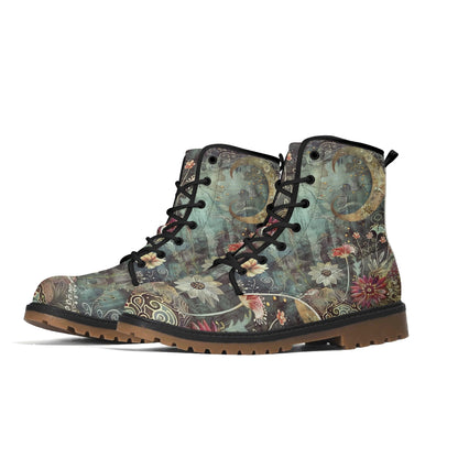 Moon Flower Womens Upgraded Brown Outsole Leather Boots