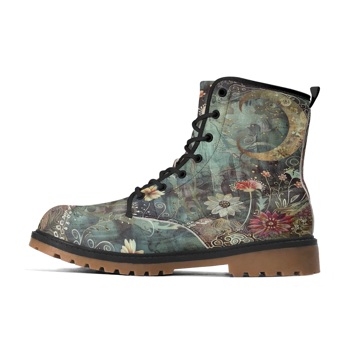 Moon Flower Womens Upgraded Brown Outsole Leather Boots