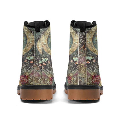 Moon Flower Womens Upgraded Brown Outsole Leather Boots