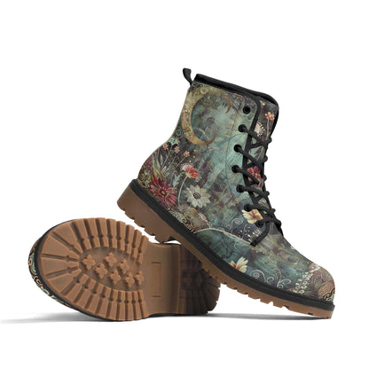 Moon Flower Womens Upgraded Brown Outsole Leather Boots