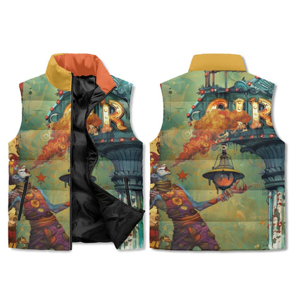 Incendiary Circus Unisex Lightweight Stand Collar Zip Up Puffer Vest