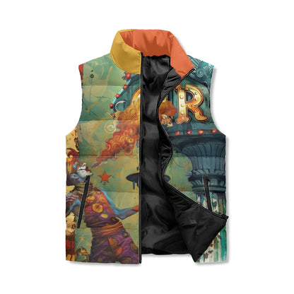 Incendiary Circus Unisex Lightweight Stand Collar Zip Up Puffer Vest