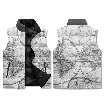 B&W Globe Guide Unisex Lightweight Stand Collar Zip Up Puffer Vest
