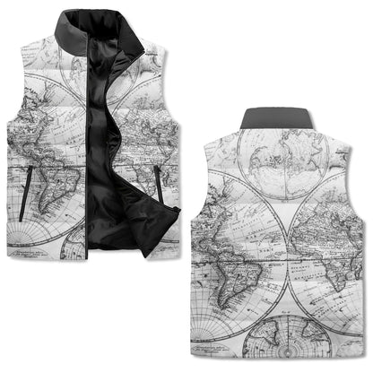 B&W Globe Guide Unisex Lightweight Stand Collar Zip Up Puffer Vest