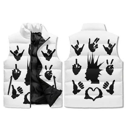 B&W Unapologetic Rebellion Unisex Lightweight Stand Collar Zip Up Puffer Vest
